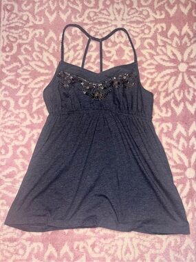 Decree Gray Embellished Tank Top Beaded Cami Size Medium